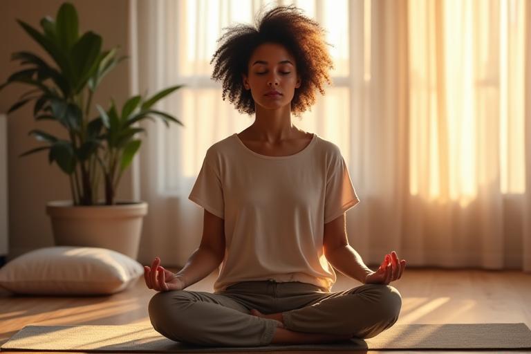 Person meditating peacefully